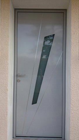 Fourniture et pose d'une porte entrée Alu coloris gris - 38 Tignieu 